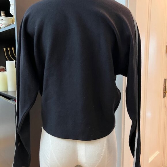 Premise Women's Black Knit V-Neck Sweater Silver Metallic Trim Size Medium - Picture 2 of 4